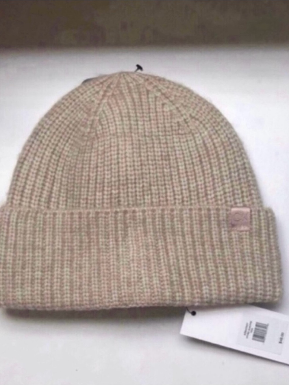 New Calvin Klein Hat Women’s Tan Lined Knit Cuffed Beanie Hat Casual Outdoors